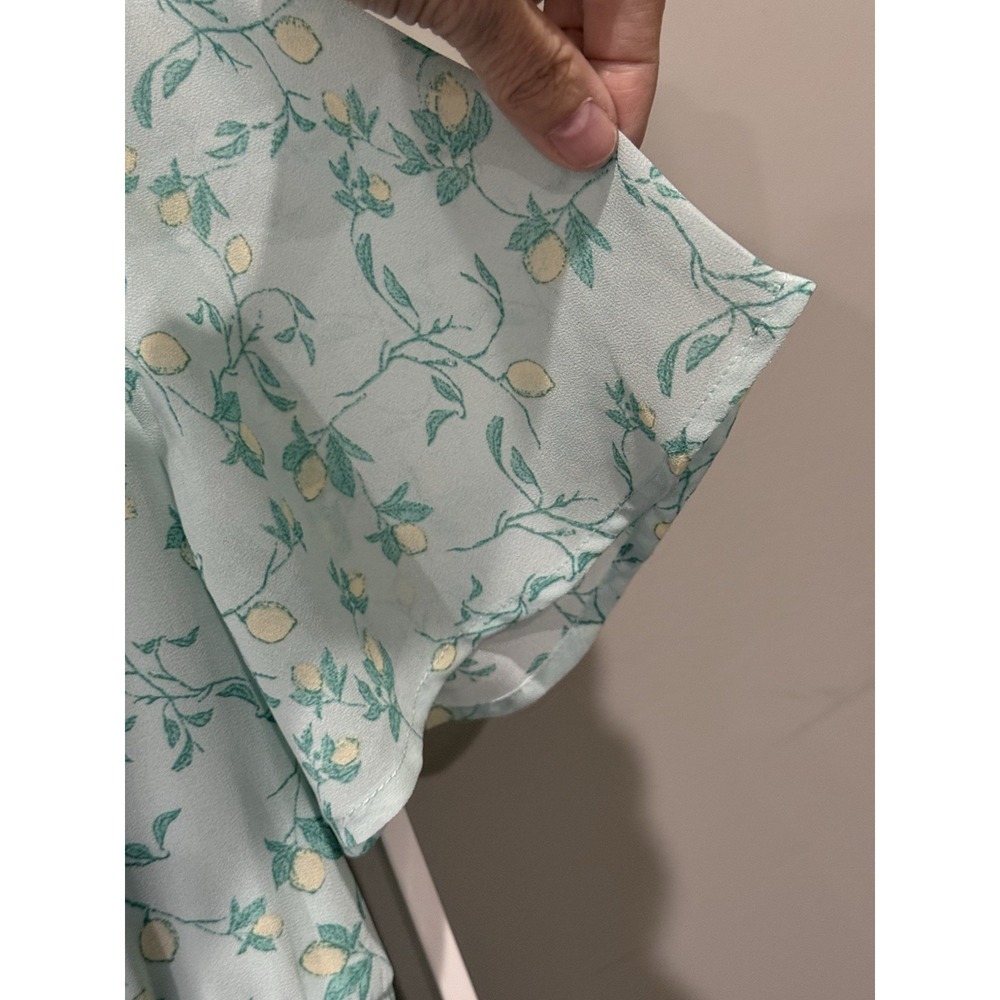 Berkley Jensen Chiffon Dress Lemon Floral Print Cottagecore Soft Girl M - Picture 4 of 7